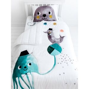 Rookie Humans Toddler Comforter and Pillow Cases Jellyfish Sea Animal Design